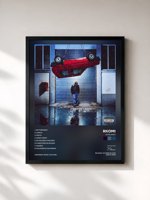 Rkomi · A MILANO — Affiche encadrée