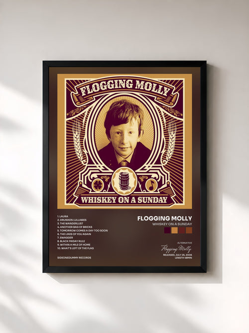 Flogging Molly · Whiskey On a Sunday — Affiche encadrée
