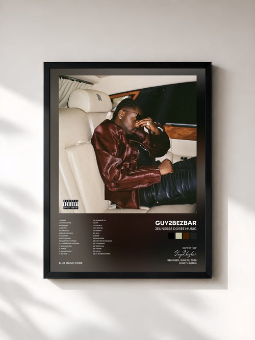 Guy2bezbar · JEUNESSE DORÉE MUSIC — Affiche encadrée