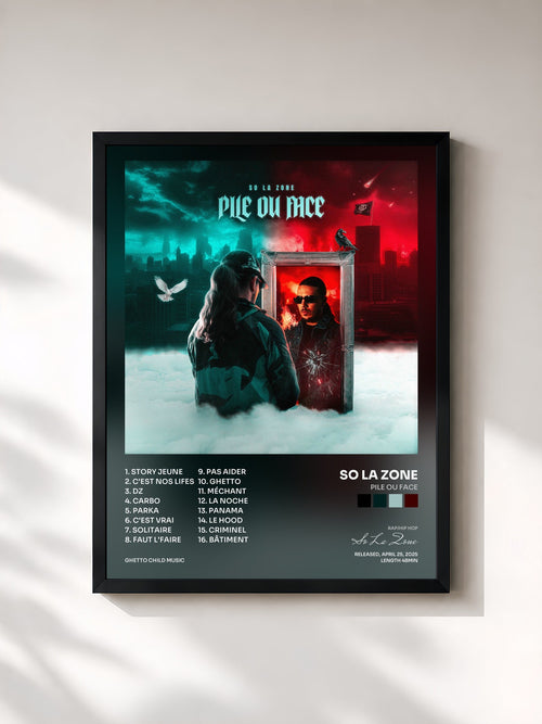 So La Zone · PILE OU FACE — Affiche encadrée