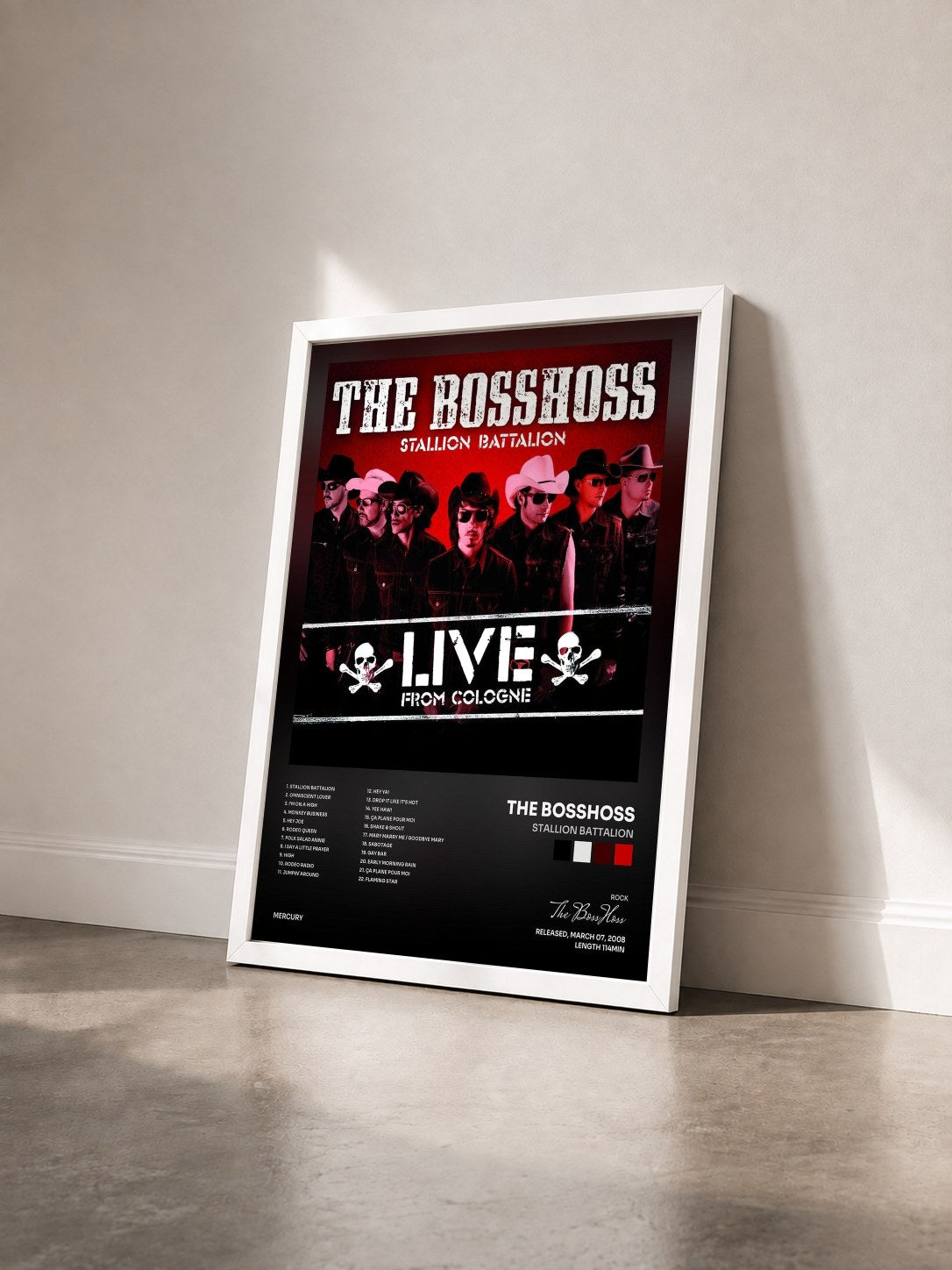 #blanc Tableau de l'album Stallion Battalion de The BossHoss vu de trois quarts, cadre blanc
