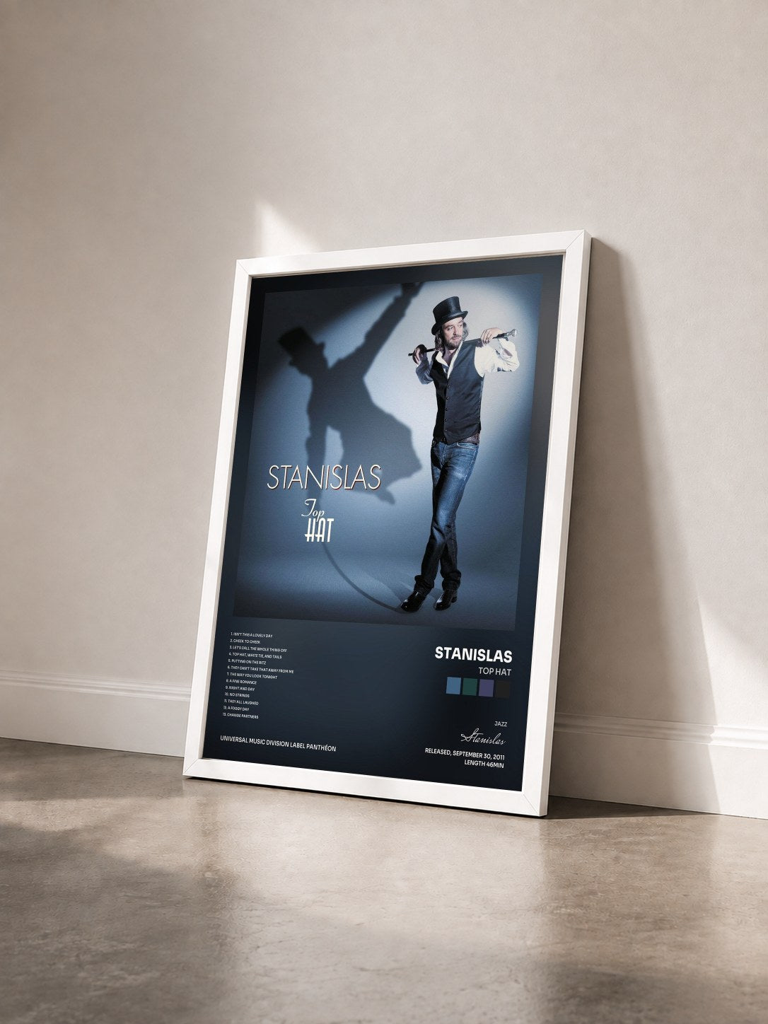 #blanc Tableau de l'album Top Hat de Stanislas vu de trois quarts, cadre blanc