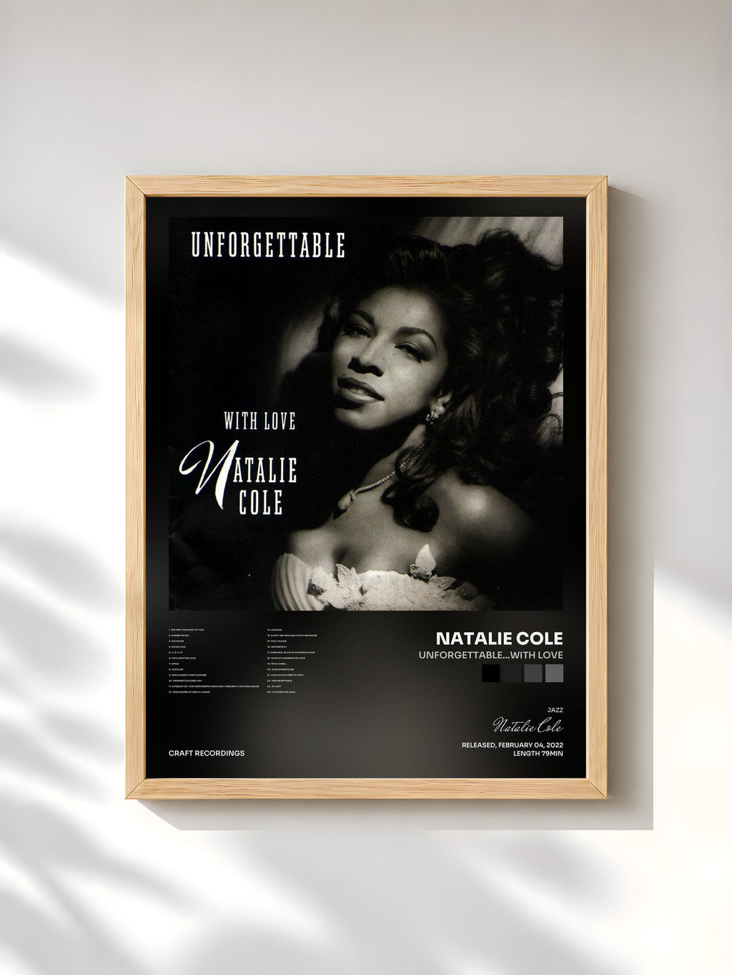 #bois Tableau de l'album Unforgettable...With Love de Natalie Cole, cadre en bois brut, imprimé et encadré en France