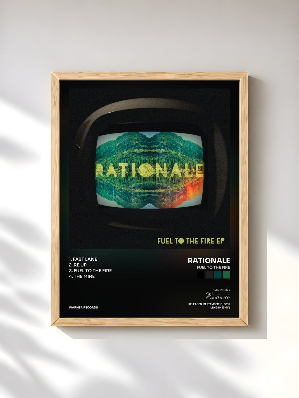 #bois Tableau de l'album Fuel To The Fire de Rationale, cadre en bois brut, imprimé et encadré en France