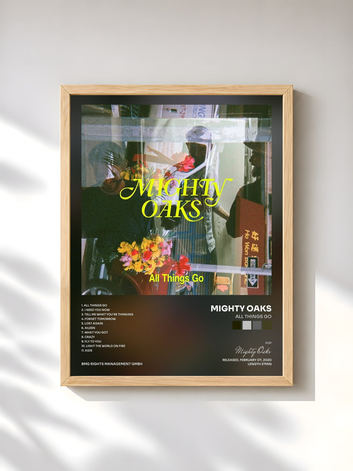 #bois Tableau de l'album All Things Go de Mighty Oaks, cadre en bois brut, imprimé et encadré en France