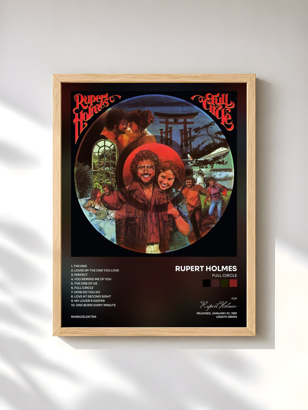 #bois Tableau de l'album Full Circle de Rupert Holmes, cadre en bois brut, imprimé et encadré en France