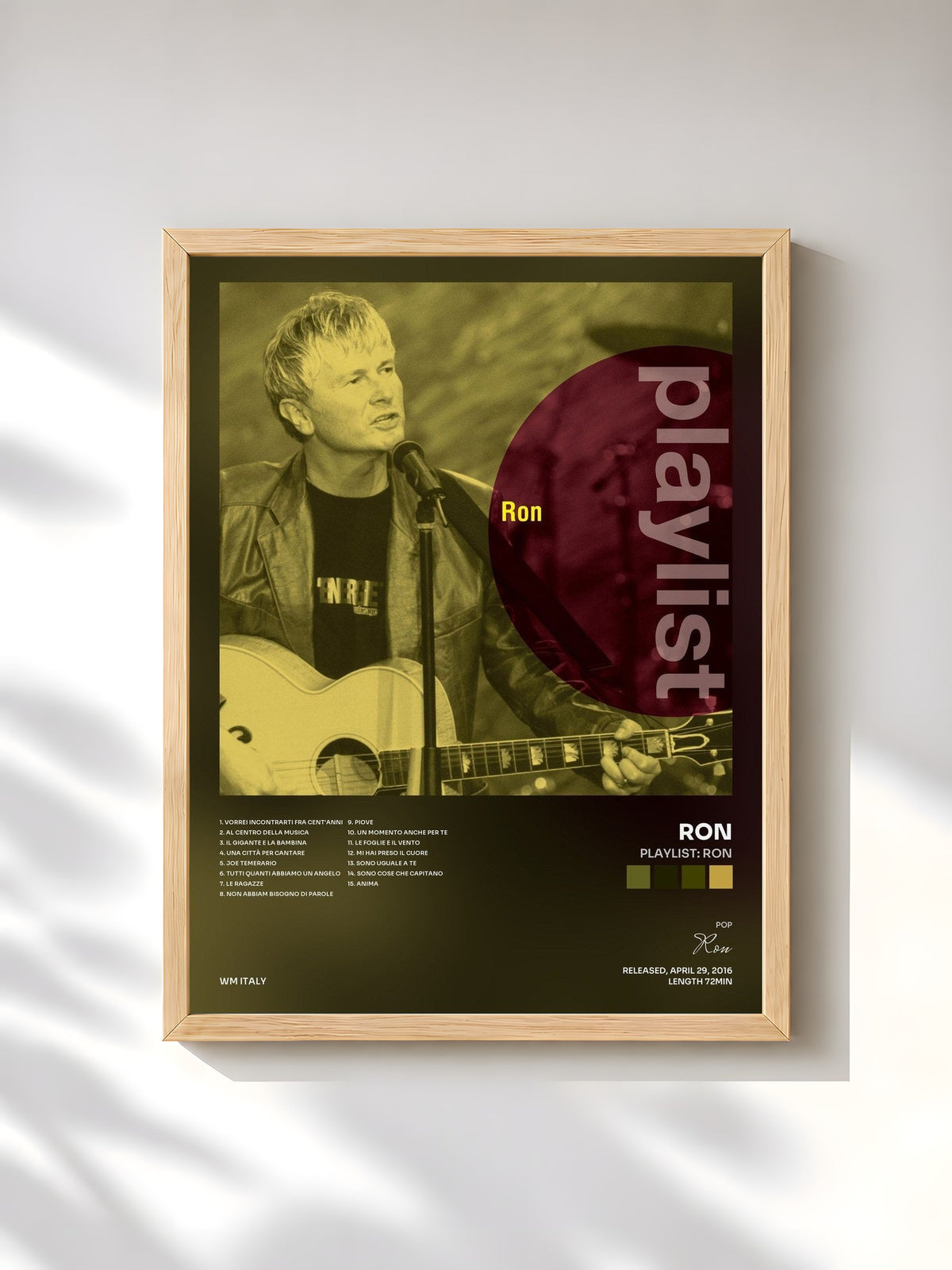 #bois Tableau de l'album Playlist: Ron de Ron, cadre en bois brut, imprimé et encadré en France