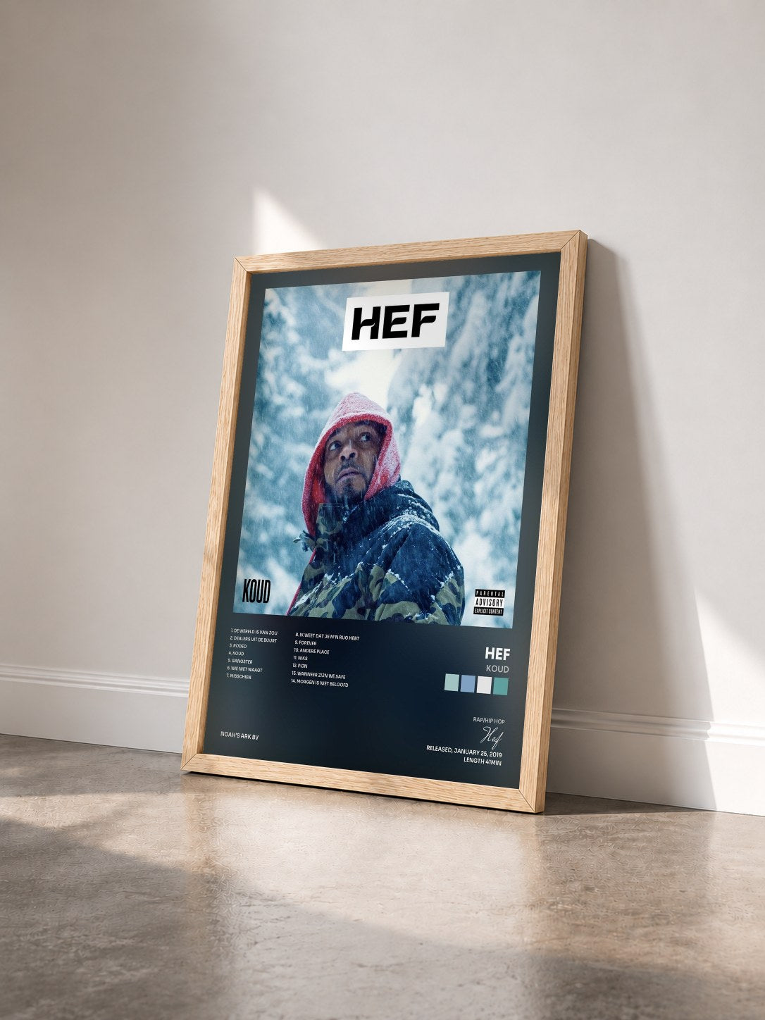 #bois Tableau de l'album Koud de Hef vu de trois quarts, cadre en bois brut