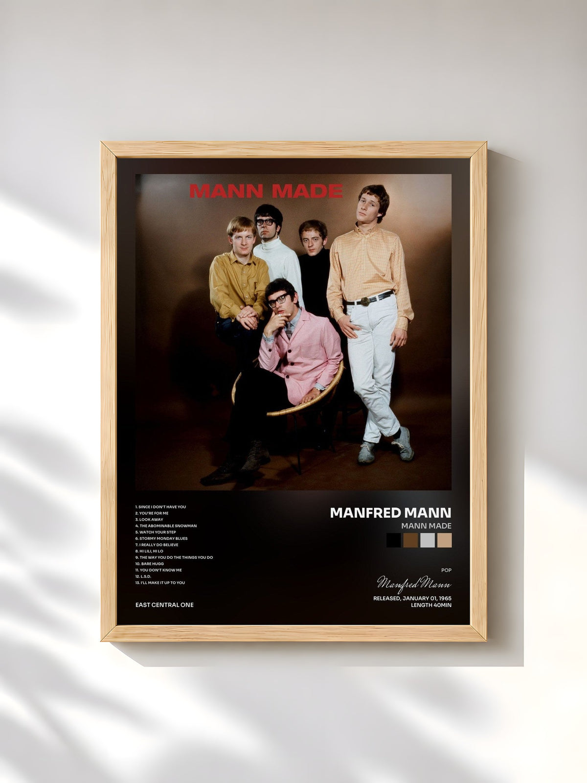 #bois Tableau de l'album Mann Made de Manfred Mann, cadre en bois brut, imprimé et encadré en France