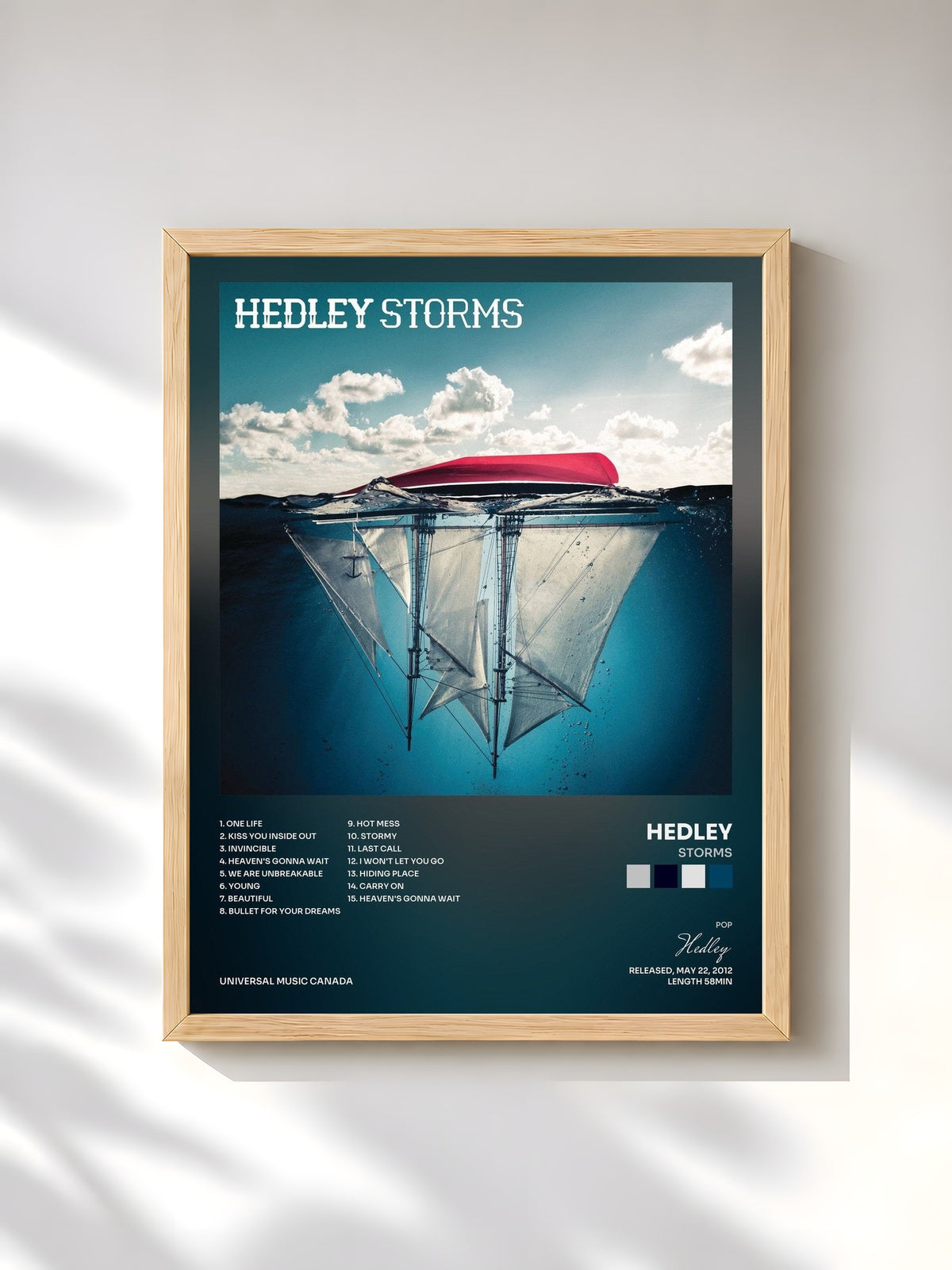 #bois Tableau de l'album Storms de Hedley, cadre en bois brut, imprimé et encadré en France