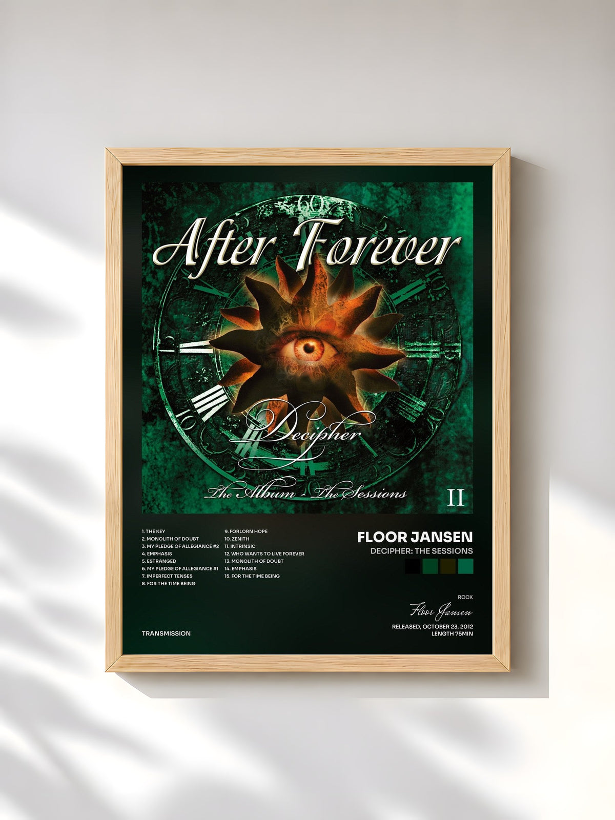 #bois Tableau de l'album Decipher: The Sessions de Floor Jansen, cadre en bois brut, imprimé et encadré en France