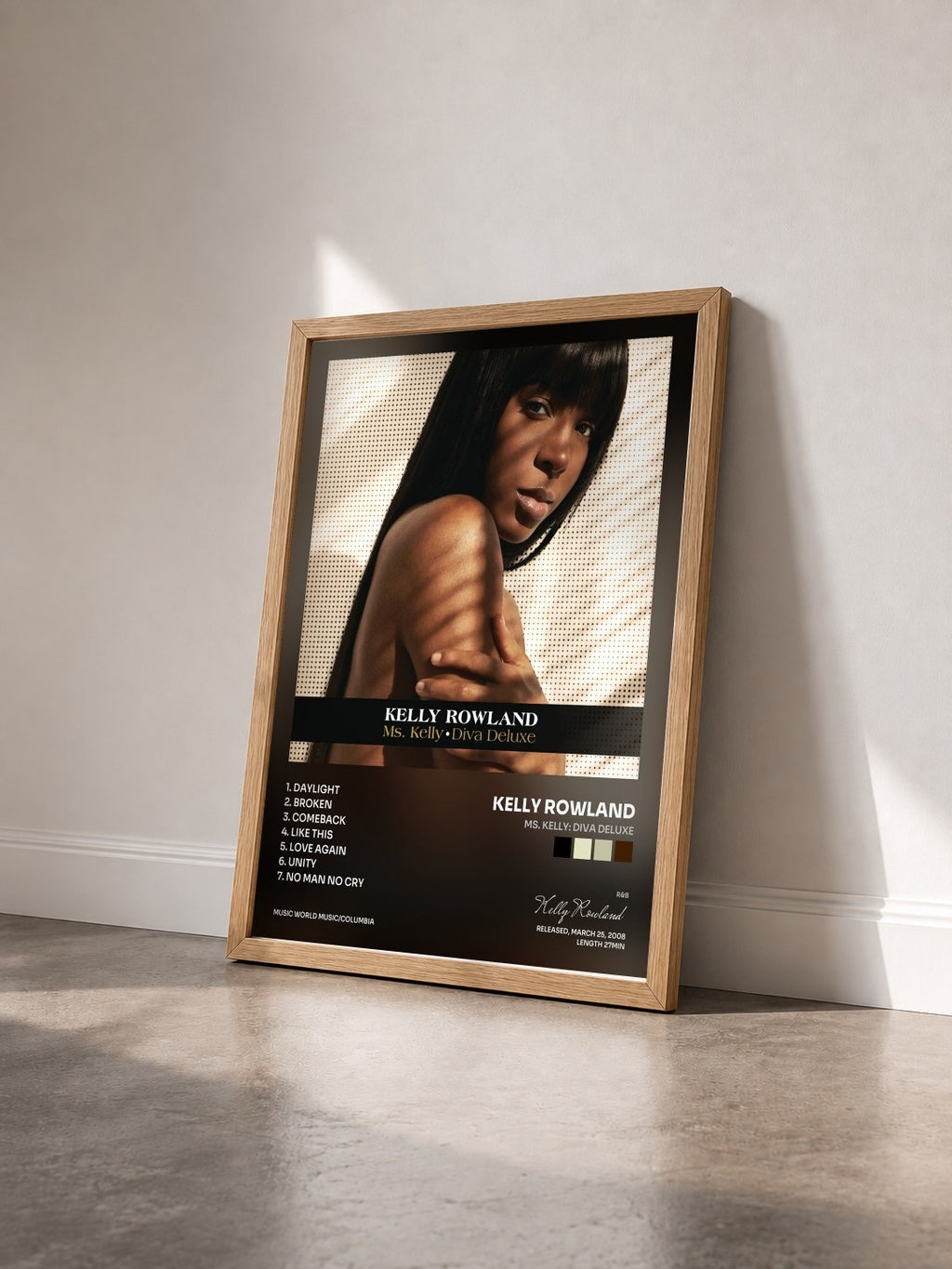 #bois Tableau de l'album Ms. Kelly: Diva Deluxe de Kelly Rowland vu de trois quarts, cadre en bois brut