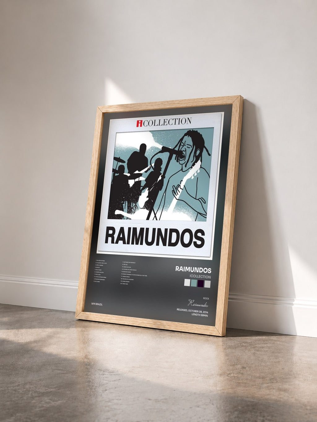 #bois Tableau de l'album iCollection de Raimundos vu de trois quarts, cadre en bois brut