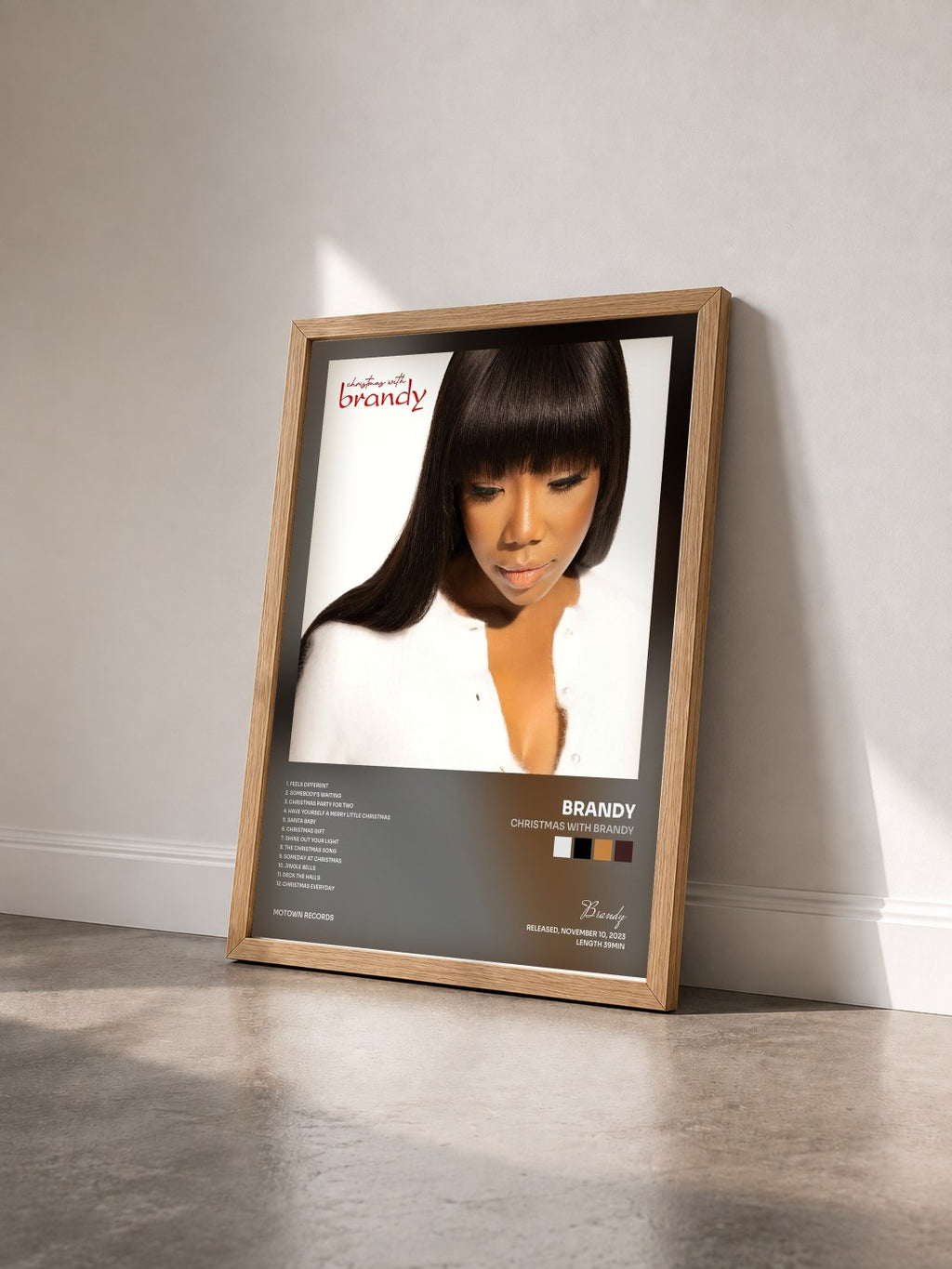 #bois Tableau de l'album Christmas With Brandy de Brandy vu de trois quarts, cadre en bois brut