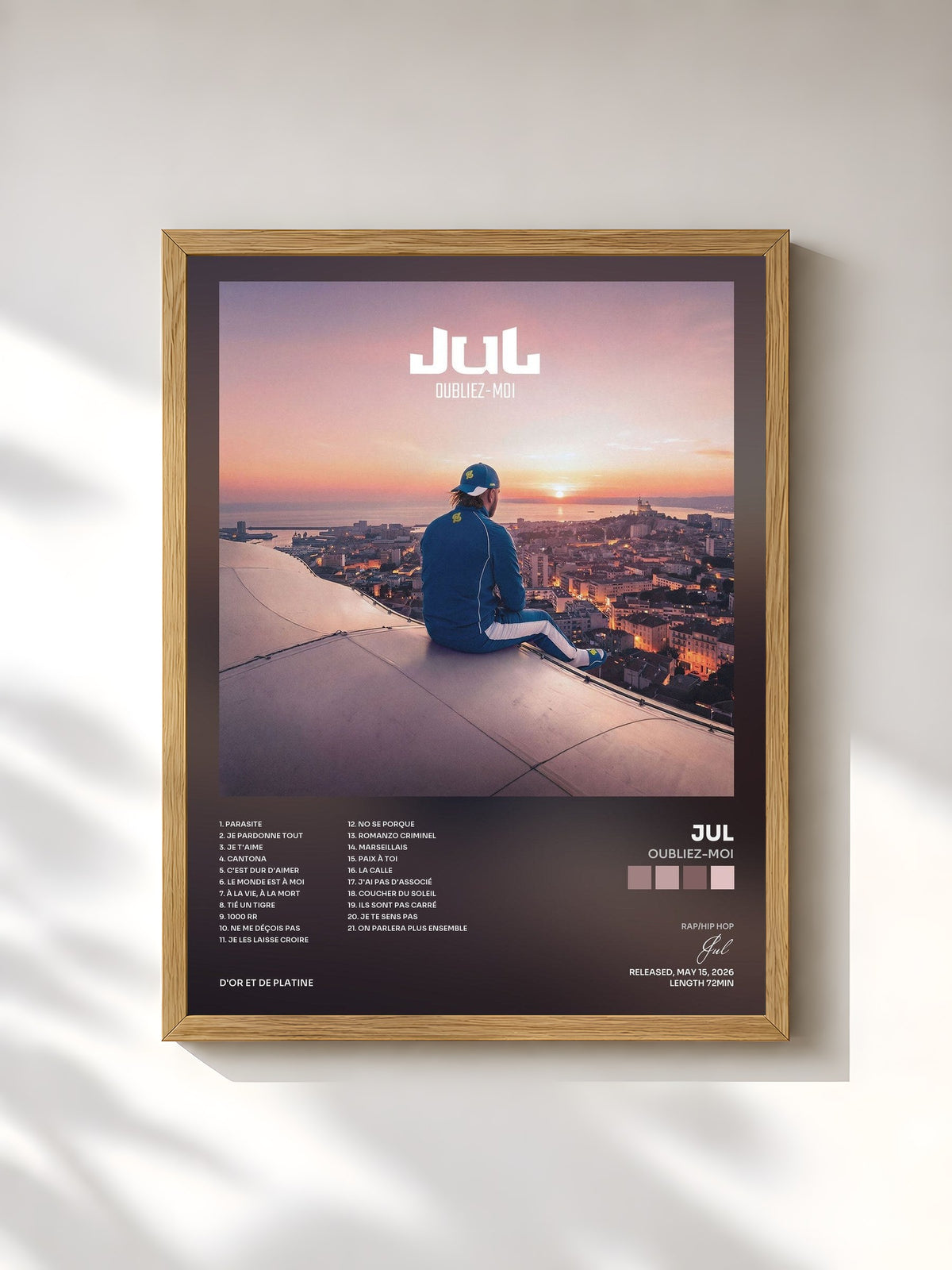 #bois Tableau de l'album Oubliez-moi de Jul, cadre en bois brut, imprimé et encadré en France