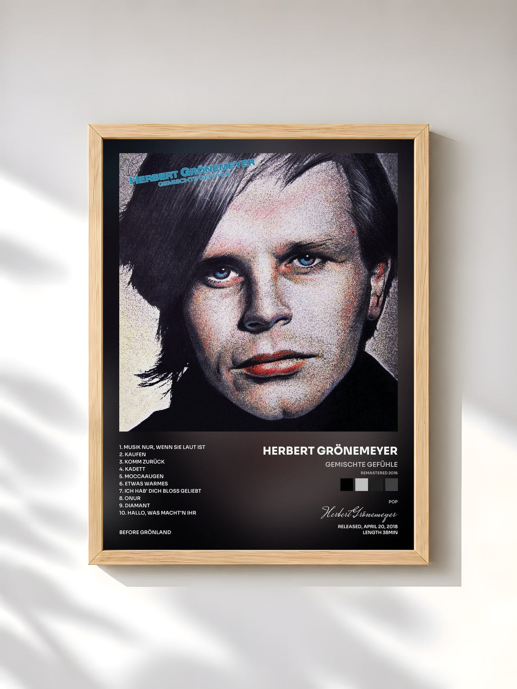 #bois Tableau de l'album Gemischte Gefühle (Remastered 2016) de Herbert Grönemeyer, cadre en bois brut, imprimé et encadré en France