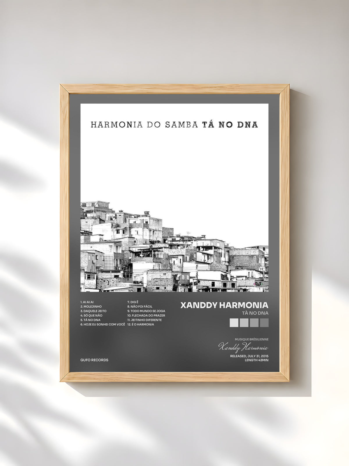 #bois Tableau de l'album Tà No DNA de Xanddy Harmonia, cadre en bois brut, imprimé et encadré en France
