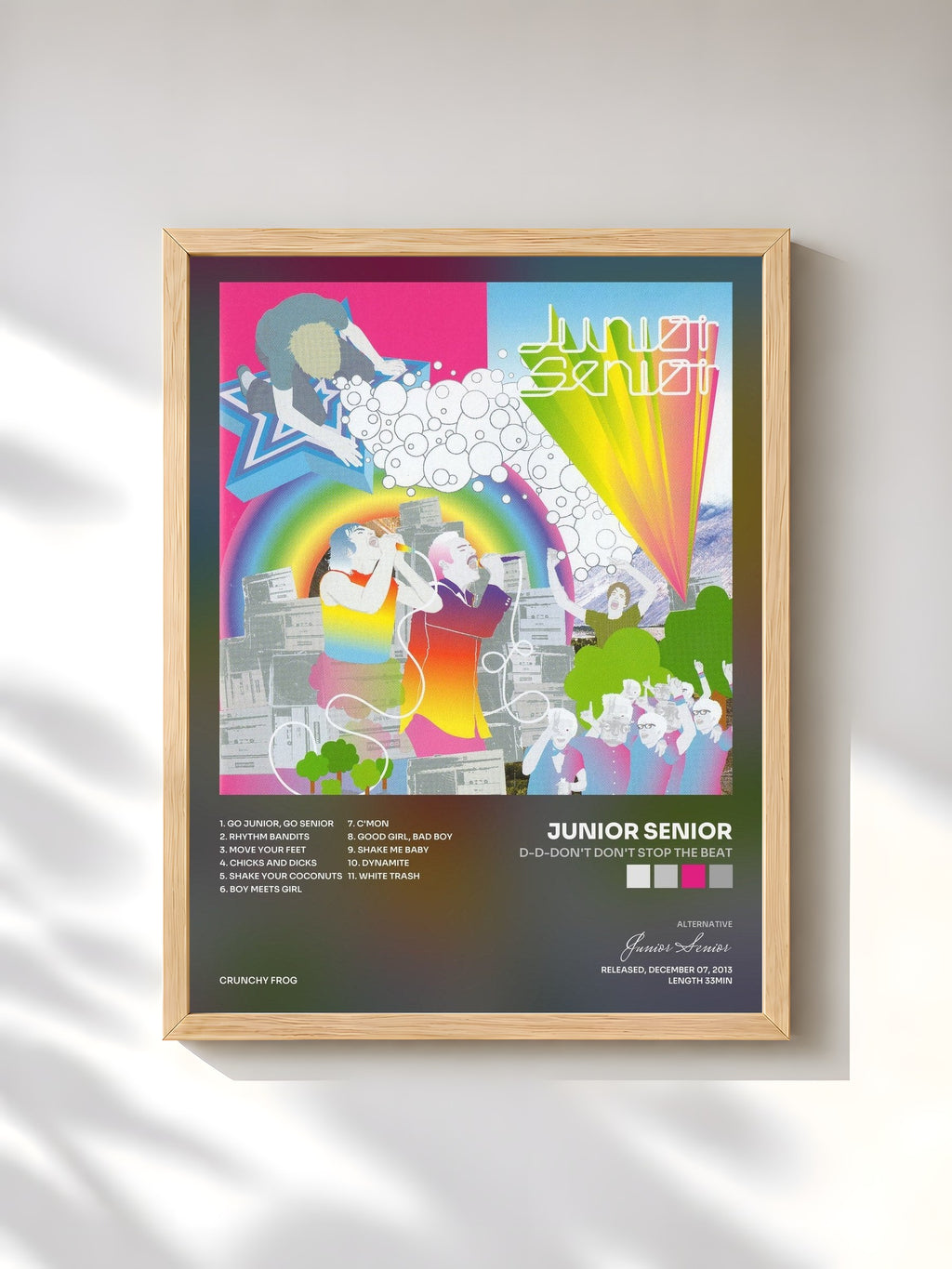 #bois Tableau de l'album D-D-Don't Don't Stop The Beat de Junior Senior, cadre en bois brut, imprimé et encadré en France