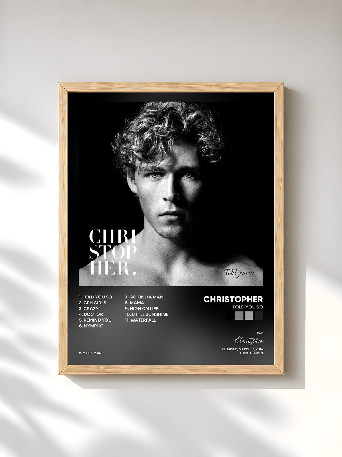 #bois Tableau de l'album Told You So de Christopher, cadre en bois brut, imprimé et encadré en France