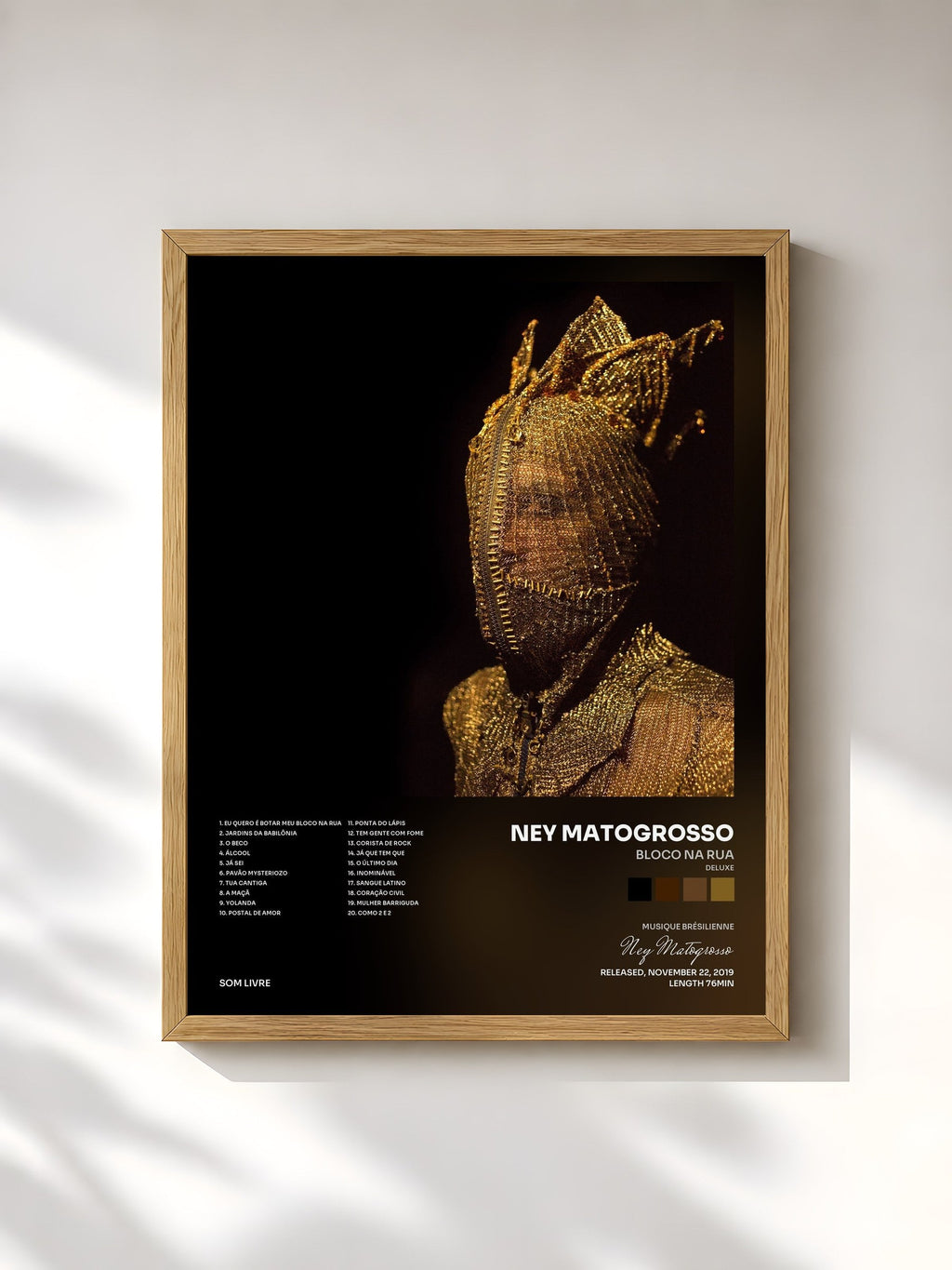 #bois Tableau de l'album Bloco Na Rua (Deluxe) de Ney Matogrosso, cadre en bois brut, imprimé et encadré en France