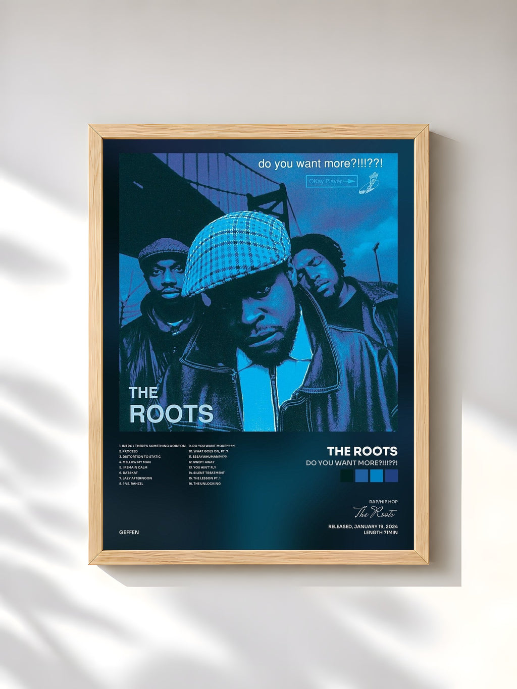 #bois Tableau de l'album Do You Want More?!!!??! de The Roots, cadre en bois brut, imprimé et encadré en France