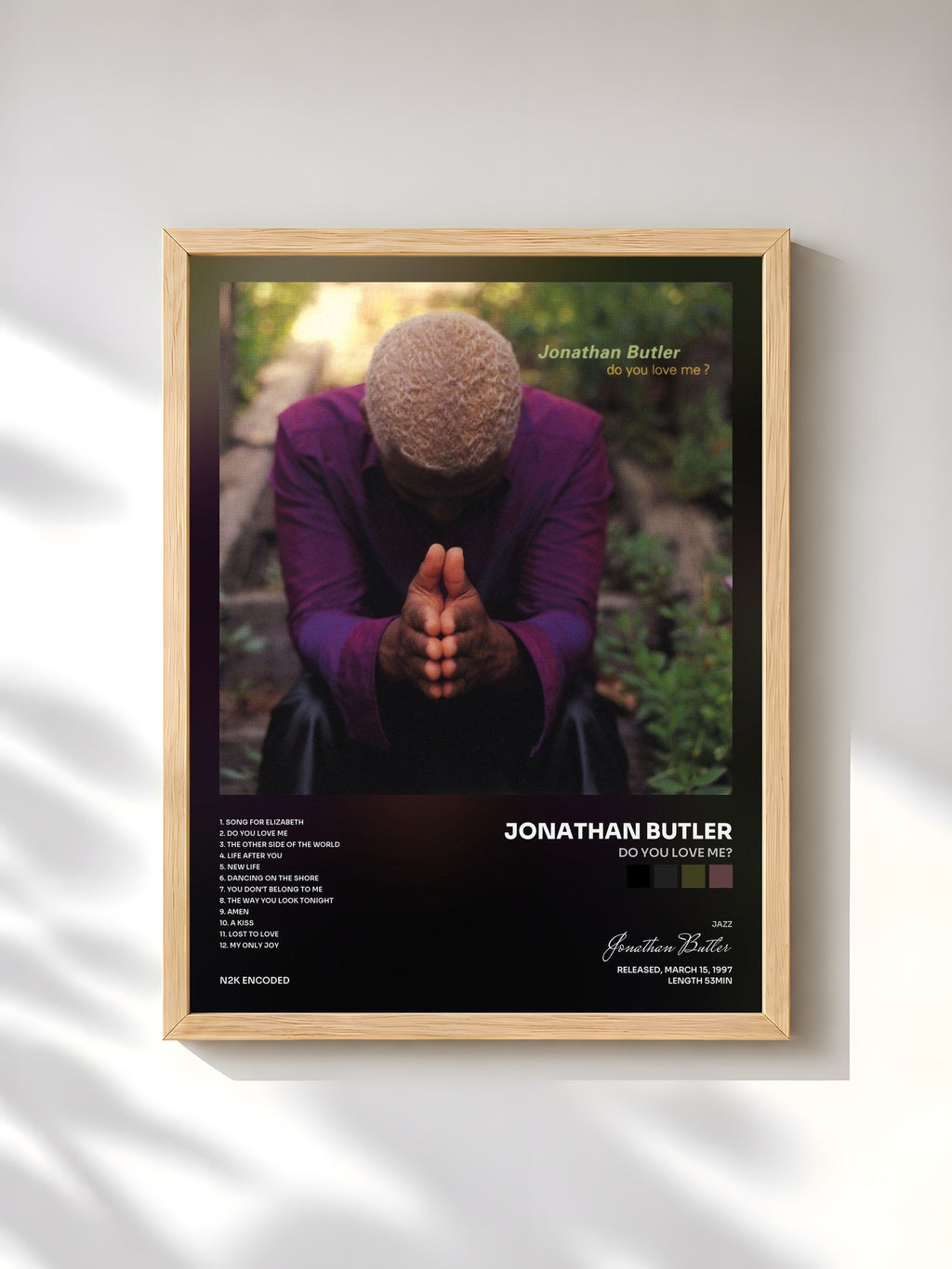#bois Tableau de l'album Do You Love Me? de Jonathan Butler, cadre en bois brut, imprimé et encadré en France