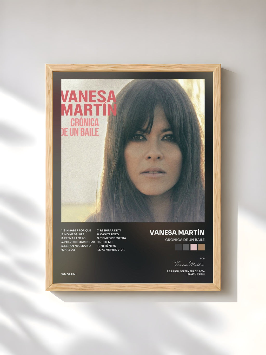 #bois Tableau de l'album Crónica de un baile de Vanesa Martín, cadre en bois brut, imprimé et encadré en France