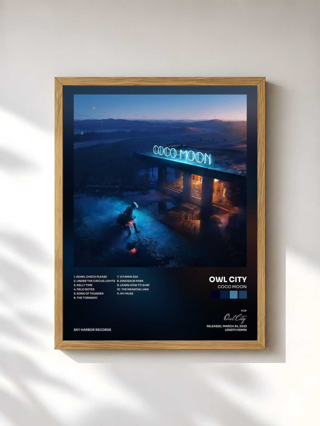 #bois Tableau de l'album Coco Moon de Owl City, cadre en bois brut, imprimé et encadré en France