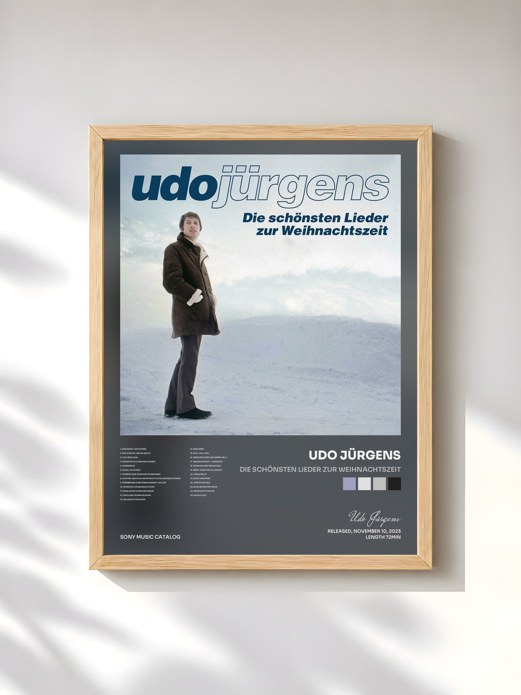 #bois Tableau de l'album Die schönsten Lieder zur Weihnachtszeit de Udo Jürgens, cadre en bois brut, imprimé et encadré en France