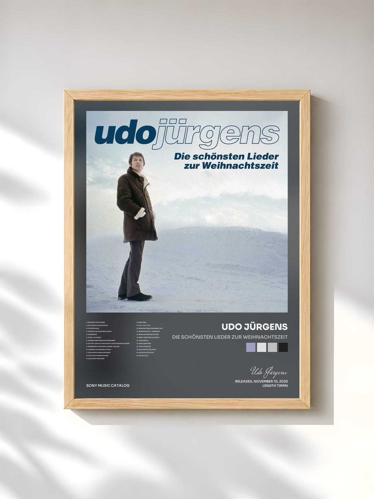 #bois Tableau de l'album Die schönsten Lieder zur Weihnachtszeit de Udo Jürgens, cadre en bois brut, imprimé et encadré en France