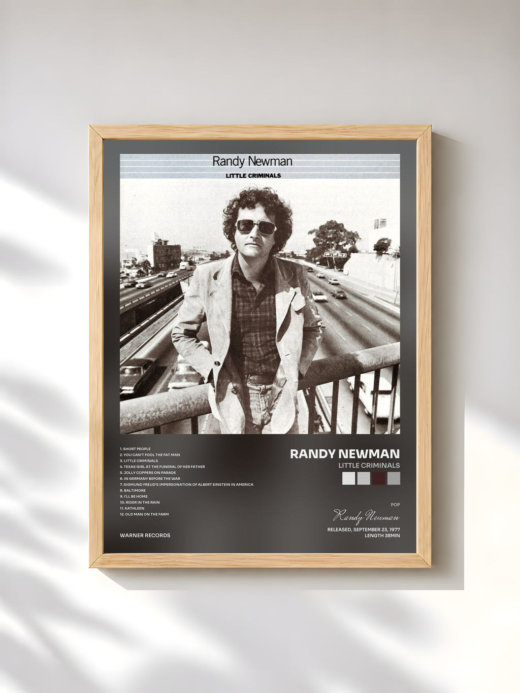 #bois Tableau de l'album Little Criminals de Randy Newman, cadre en bois brut, imprimé et encadré en France