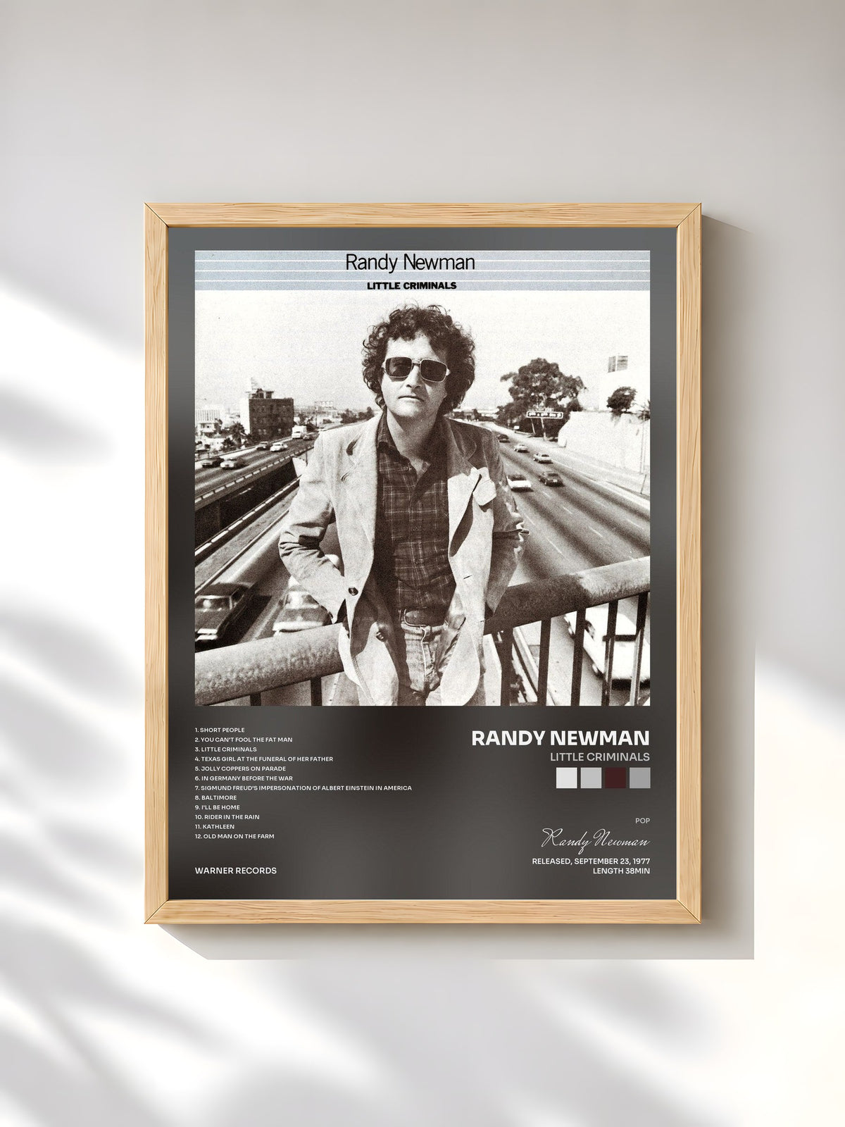 #bois Tableau de l'album Little Criminals de Randy Newman, cadre en bois brut, imprimé et encadré en France