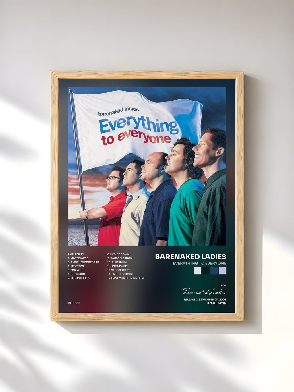 #bois Tableau de l'album Everything to Everyone de Barenaked Ladies, cadre en bois brut, imprimé et encadré en France