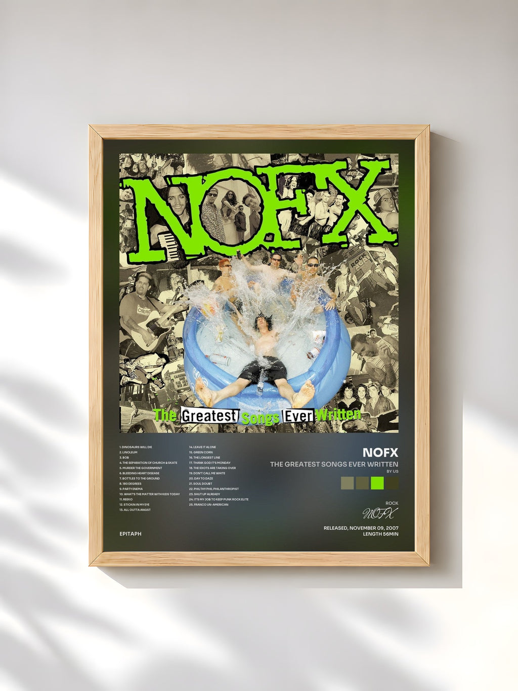 #bois Tableau de l'album The Greatest Songs Ever Written (By Us) de NOFX, cadre en bois brut, imprimé et encadré en France