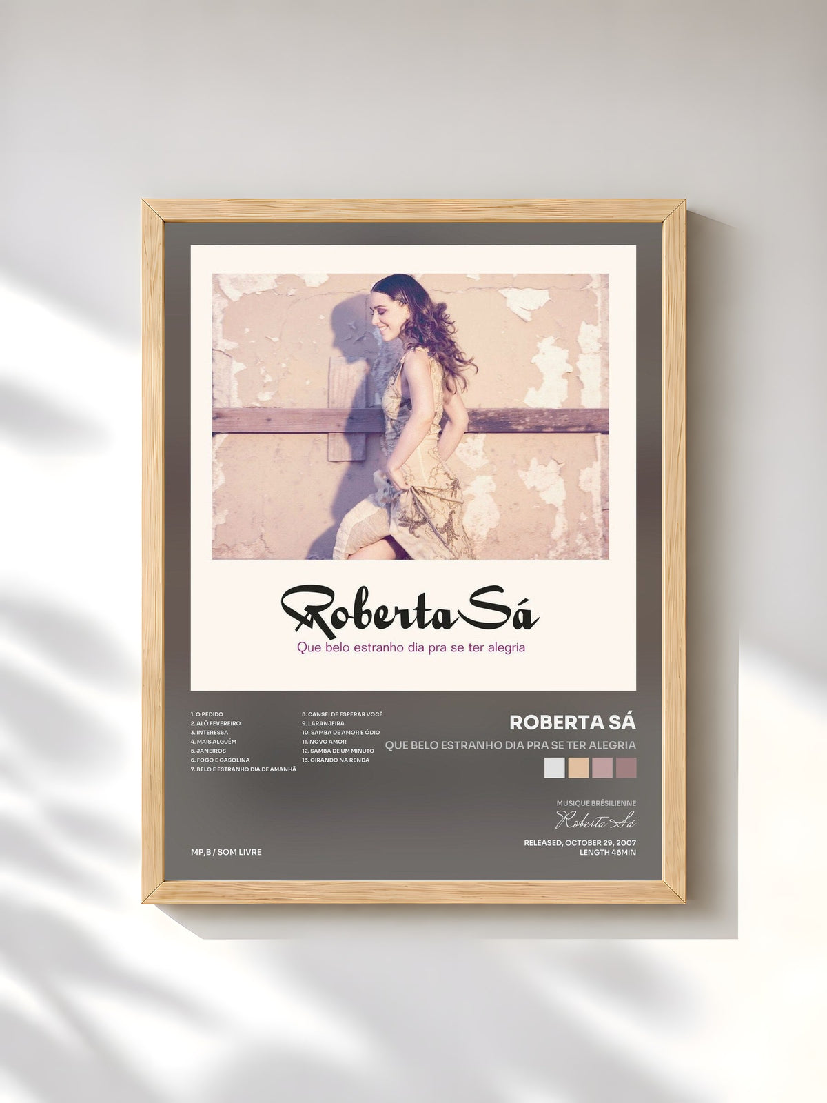 #bois Tableau de l'album Que Belo Estranho Dia Pra Se Ter Alegria de Roberta Sá, cadre en bois brut, imprimé et encadré en France