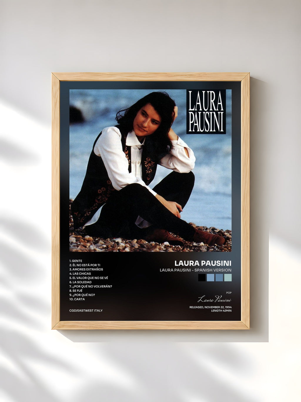 #bois Tableau de l'album Laura Pausini - Spanish Version de Laura Pausini, cadre en bois brut, imprimé et encadré en France