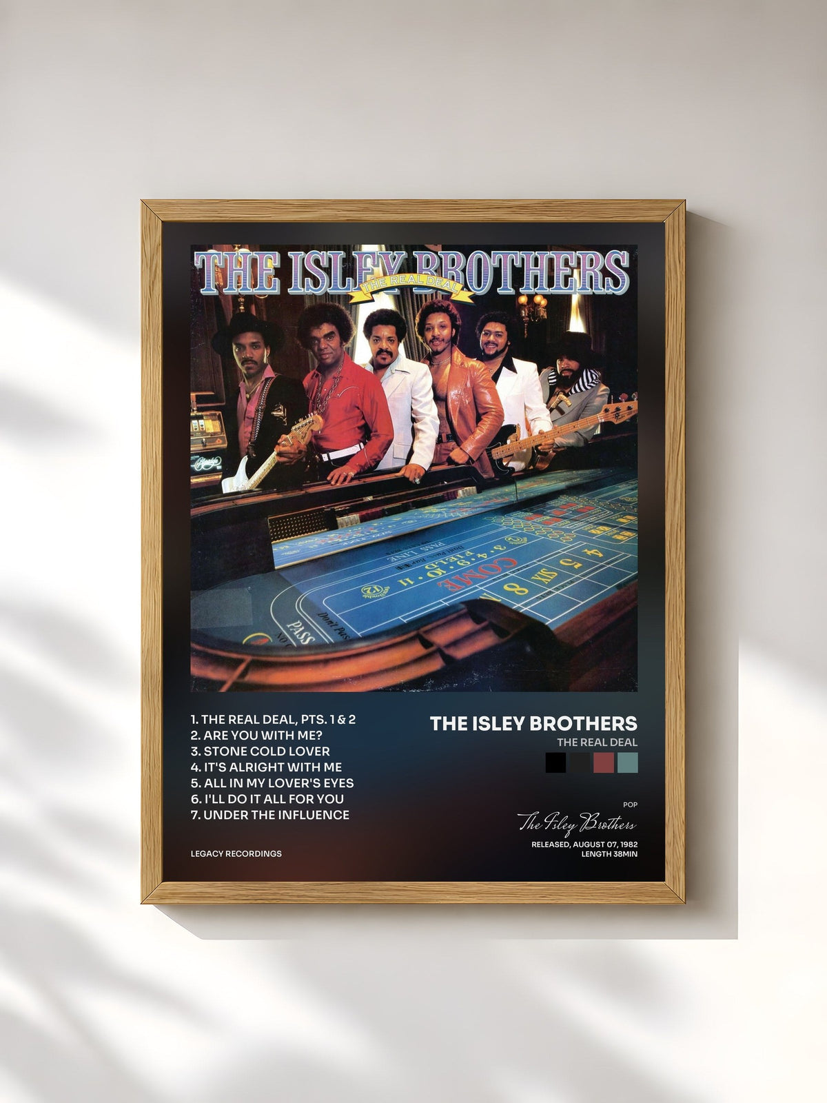 #bois Tableau de l'album The Real Deal de The Isley Brothers, cadre en bois brut, imprimé et encadré en France