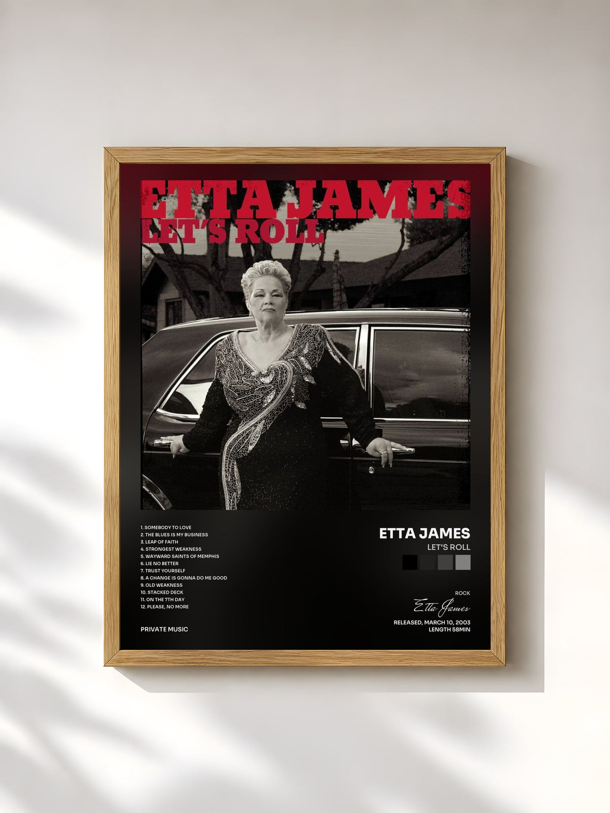 #bois Tableau de l'album Let's Roll de Etta James, cadre en bois brut, imprimé et encadré en France