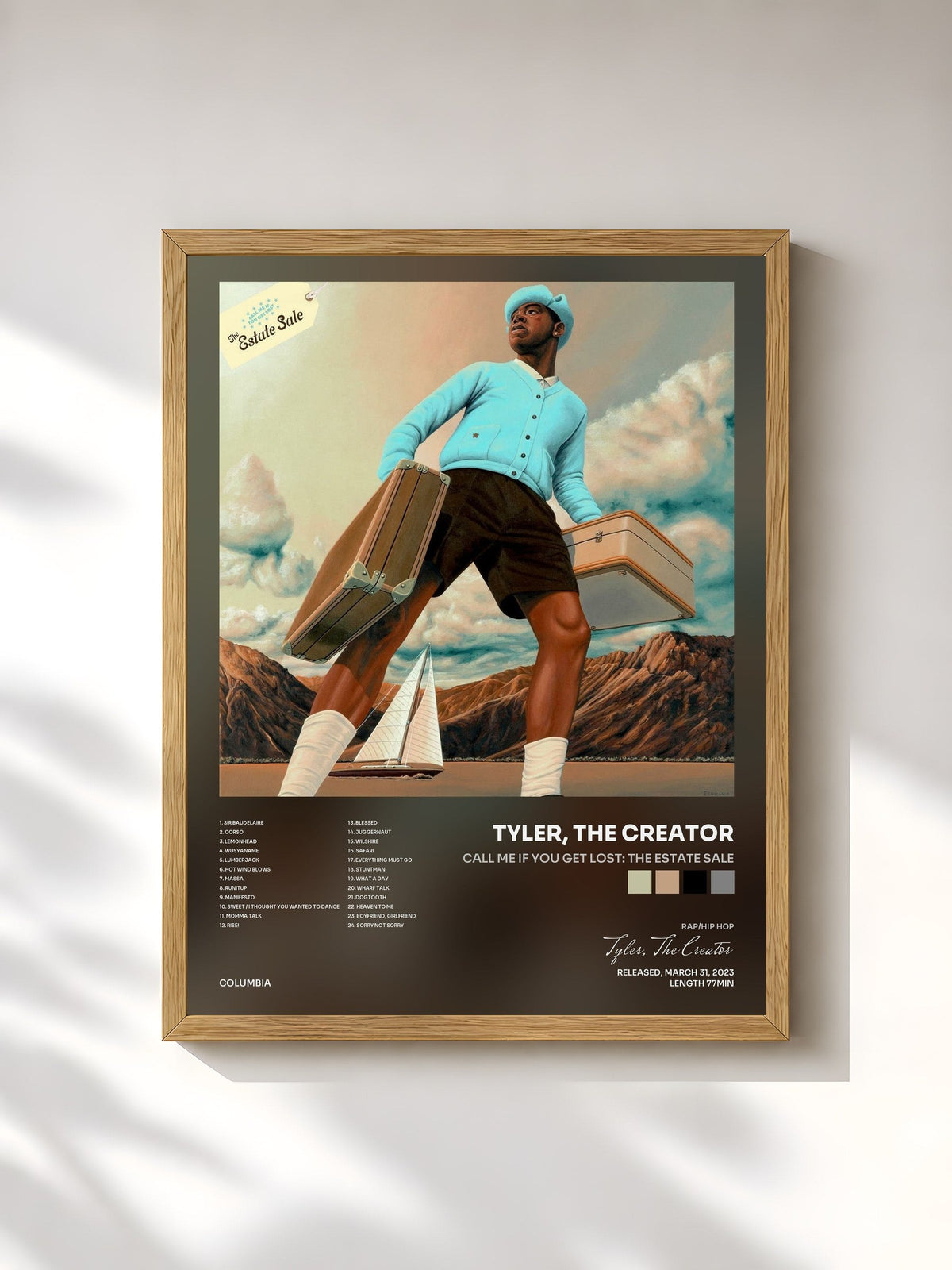 #bois Tableau de l'album CALL ME IF YOU GET LOST: The Estate Sale de Tyler, The Creator, cadre en bois brut, imprimé et encadré en France