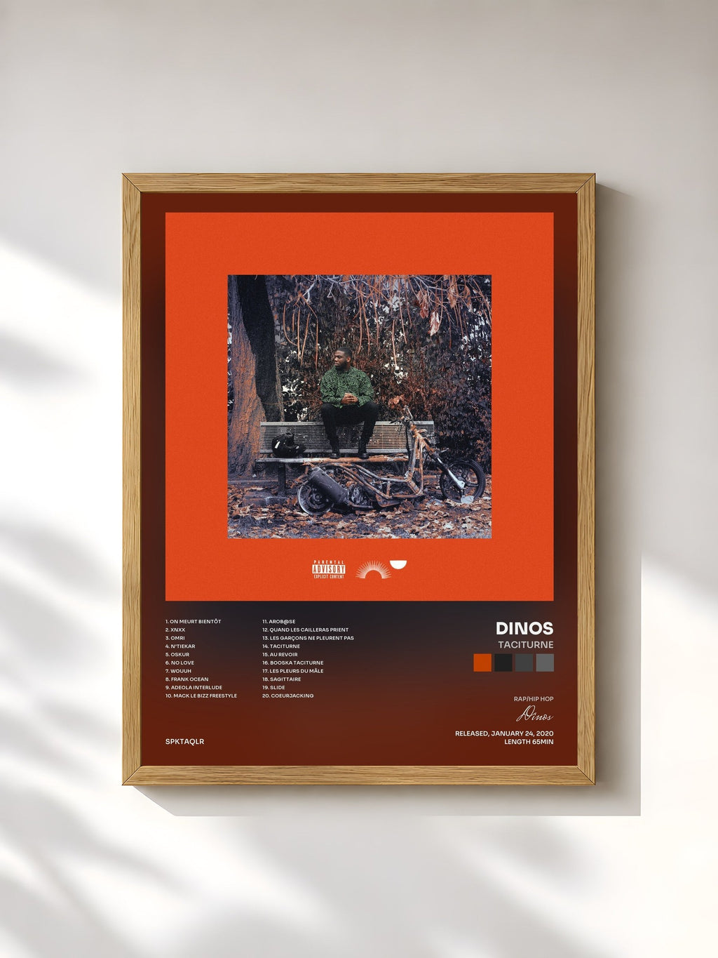 #bois Tableau de l'album Taciturne de Dinos, cadre en bois brut, imprimé et encadré en France