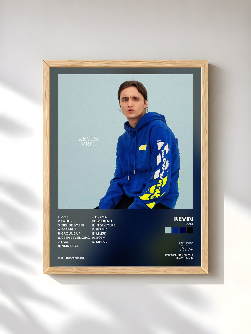 #bois Tableau de l'album Vrij de Kevin, cadre en bois brut, imprimé et encadré en France