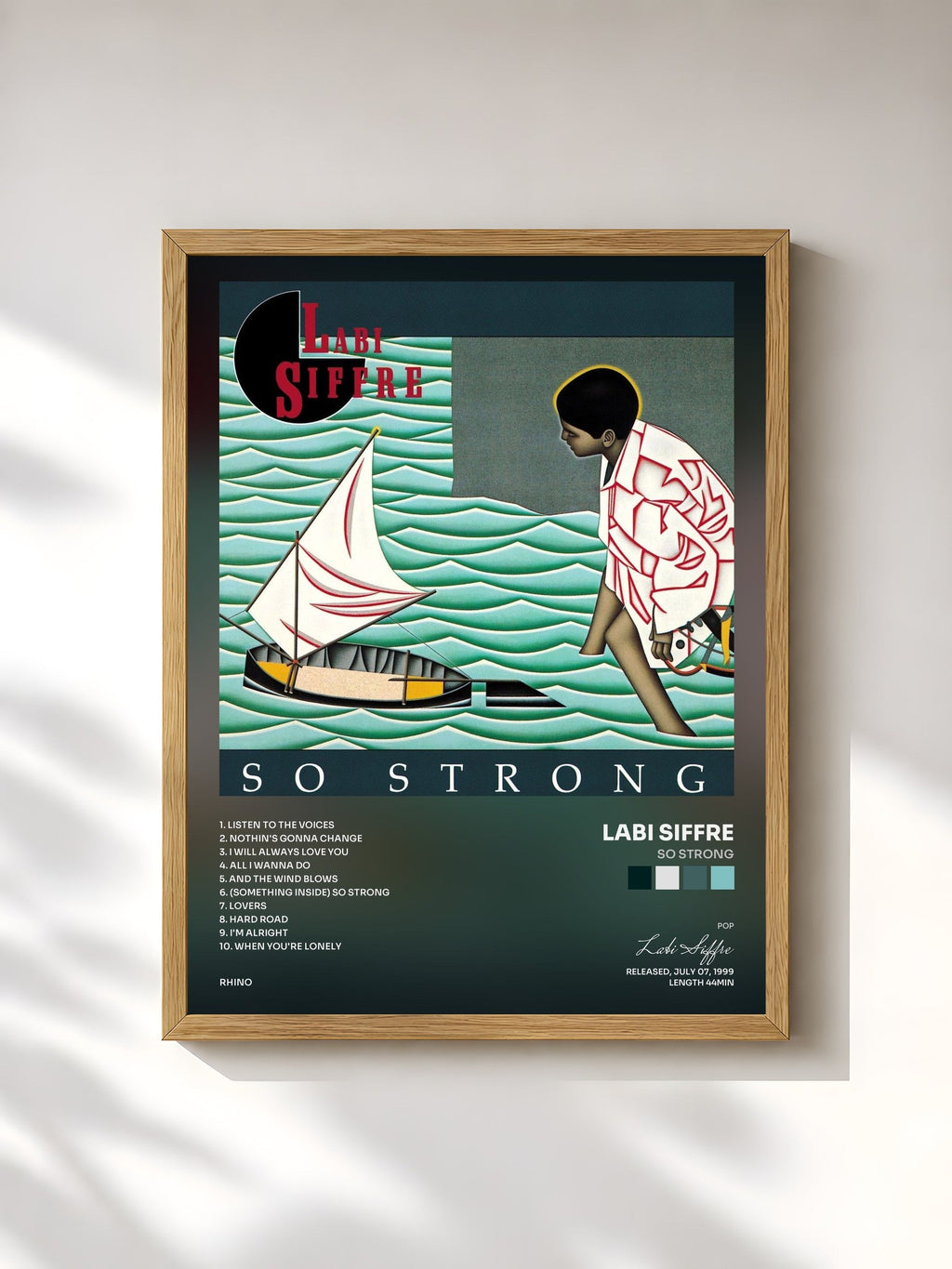 #bois Tableau de l'album So Strong de Labi Siffre, cadre en bois brut, imprimé et encadré en France