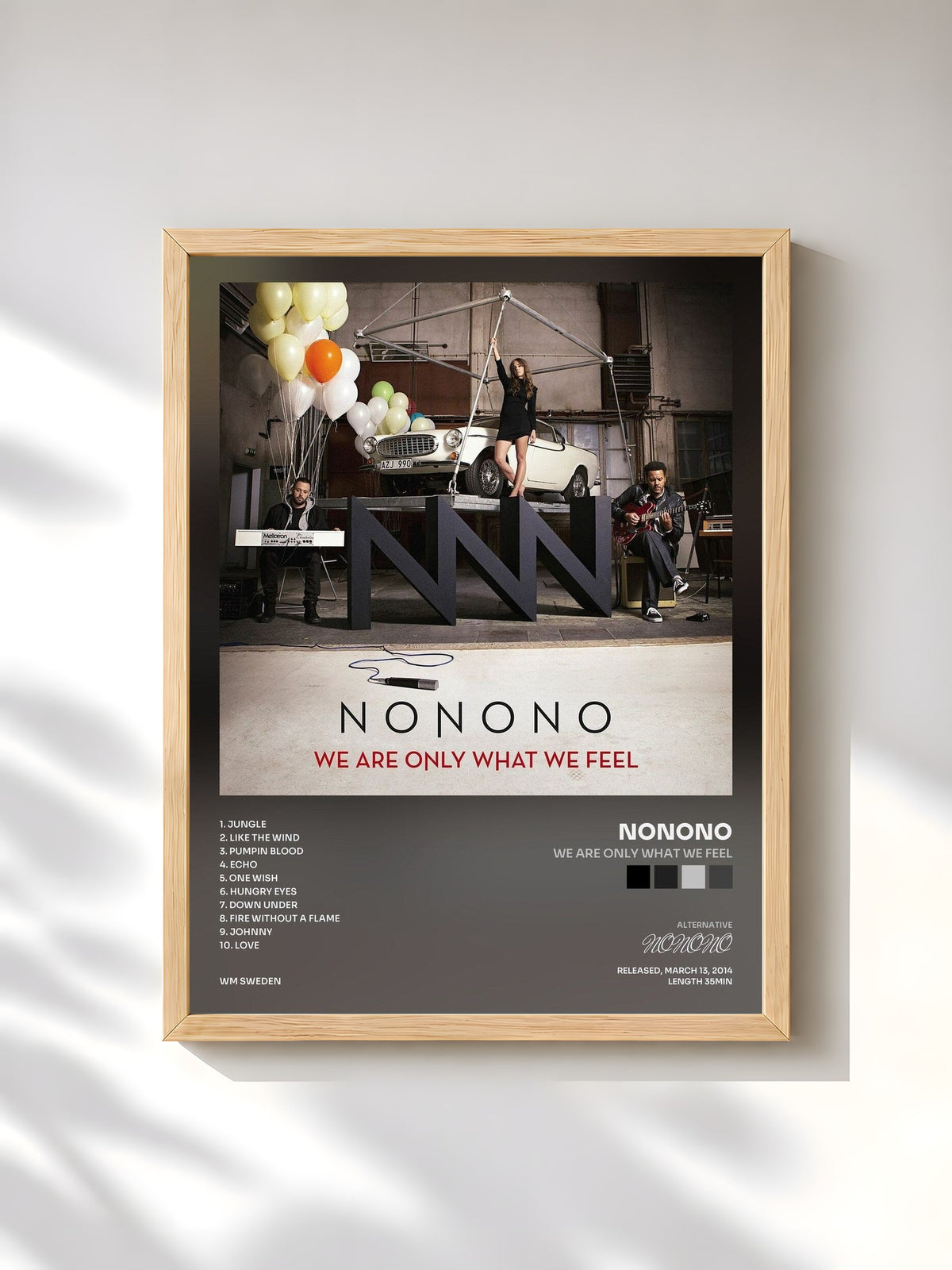 #bois Tableau de l'album We Are Only What We Feel de NONONO, cadre en bois brut, imprimé et encadré en France