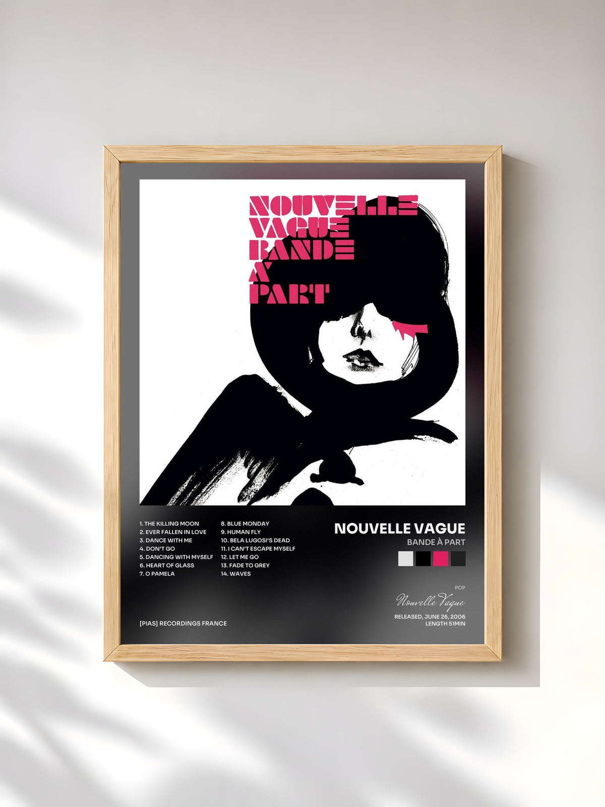 #bois Tableau de l'album Bande à Part de Nouvelle Vague, cadre en bois brut, imprimé et encadré en France