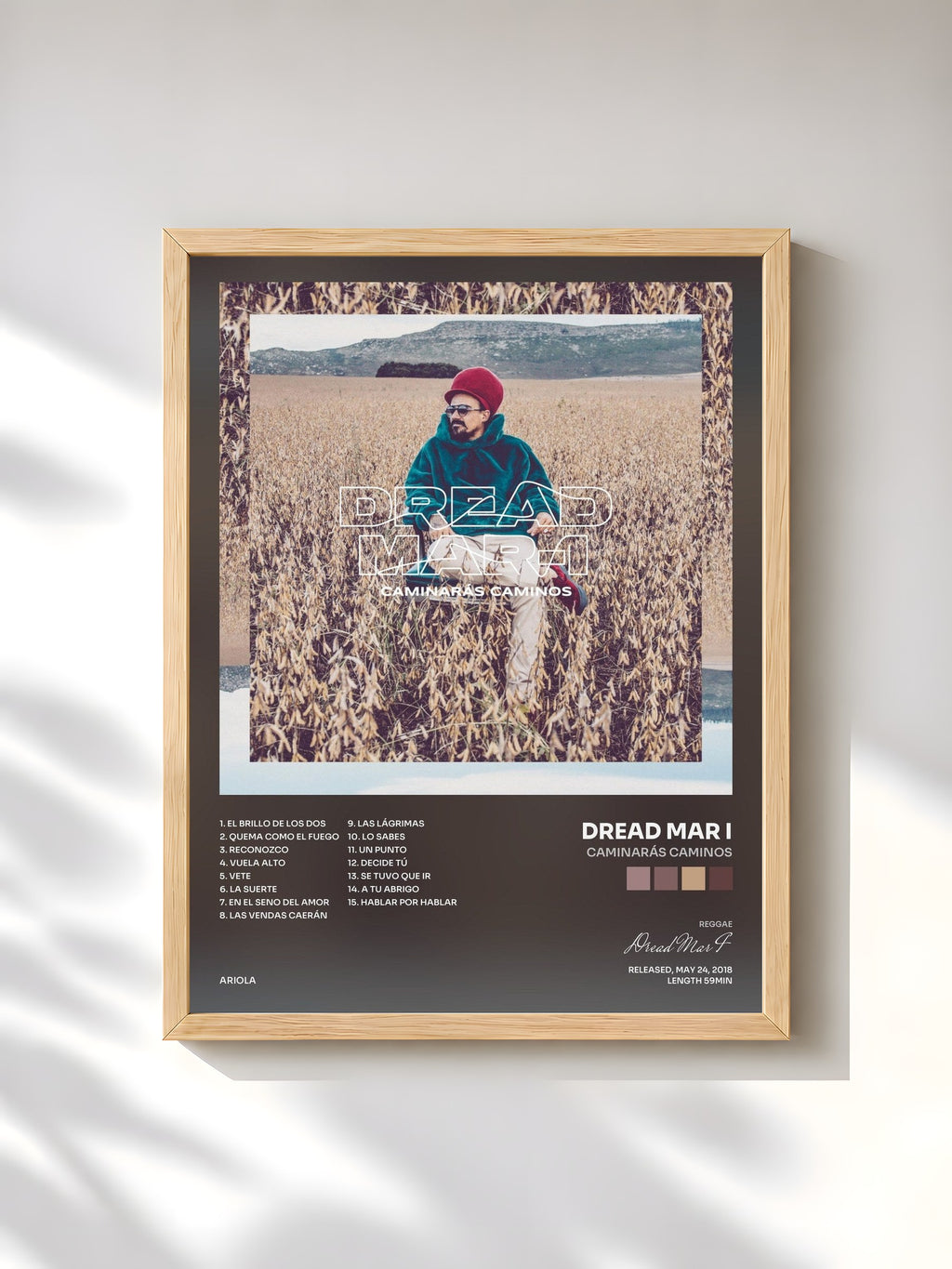 #bois Tableau de l'album Caminarás Caminos de Dread Mar I, cadre en bois brut, imprimé et encadré en France