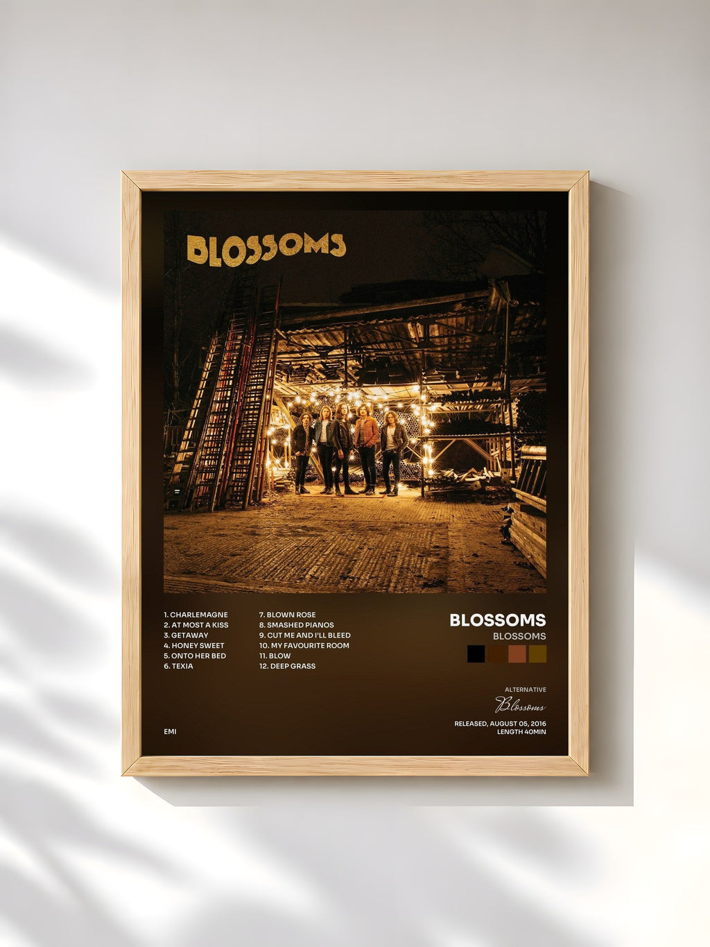 #bois Tableau de l'album Blossoms de Blossoms, cadre en bois brut, imprimé et encadré en France