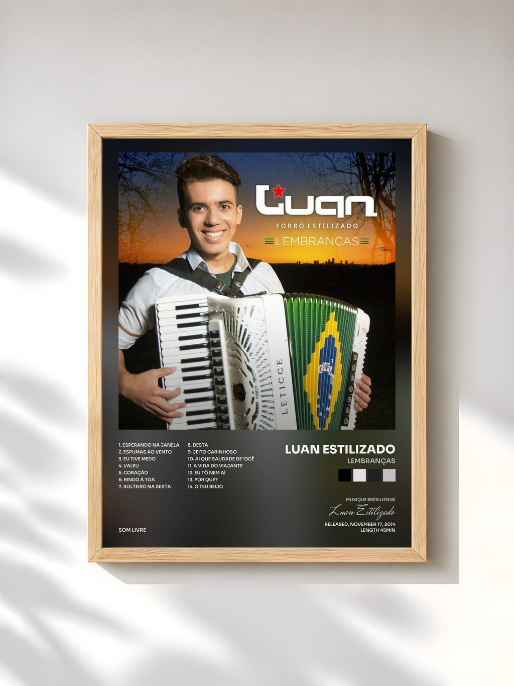 #bois Tableau de l'album Lembranças de Luan Estilizado, cadre en bois brut, imprimé et encadré en France