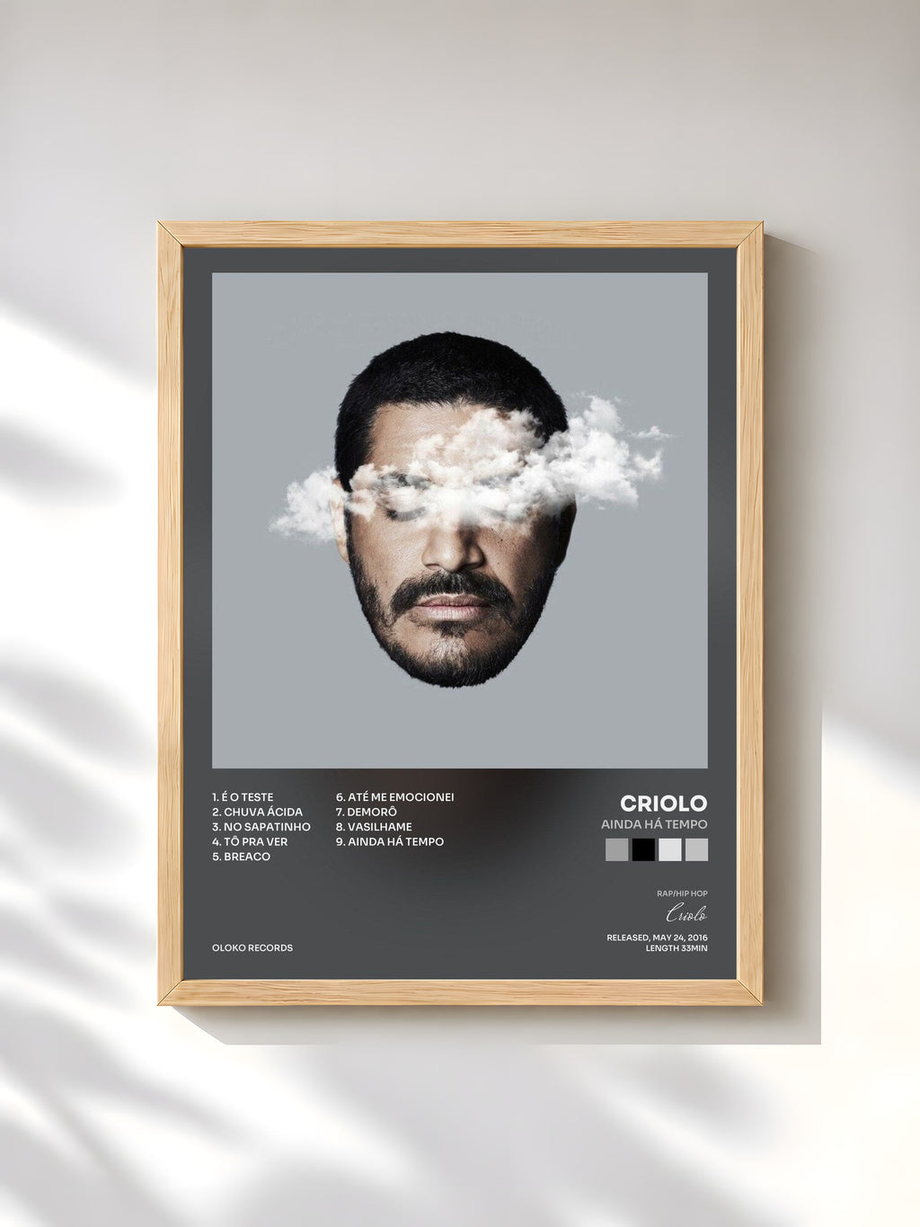 #bois Tableau de l'album Ainda Há Tempo de Criolo, cadre en bois brut, imprimé et encadré en France