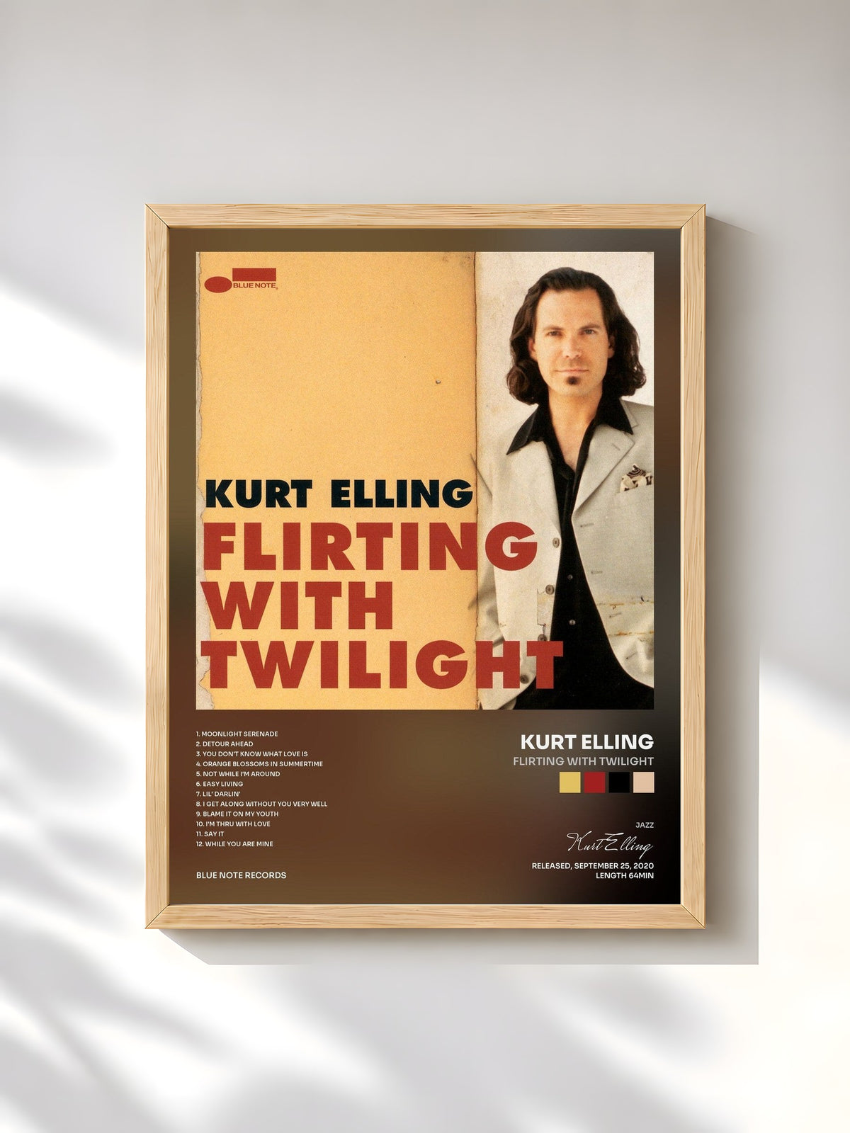 #bois Tableau de l'album Flirting With Twilight de Kurt Elling, cadre en bois brut, imprimé et encadré en France