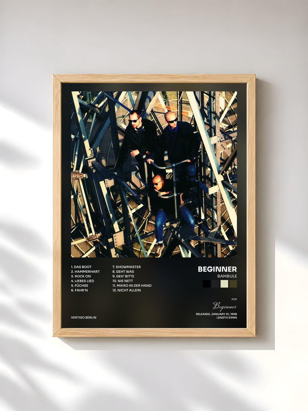 #bois Tableau de l'album Bambule de Beginner, cadre en bois brut, imprimé et encadré en France